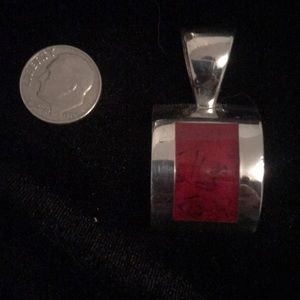 Art Deco-ish red and silver pendant.